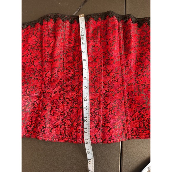 Cacique Corset Lingerie Lace Red Black Vamp Whimsigoth Witchy Intimates Size 40 - Picture 13 of 13